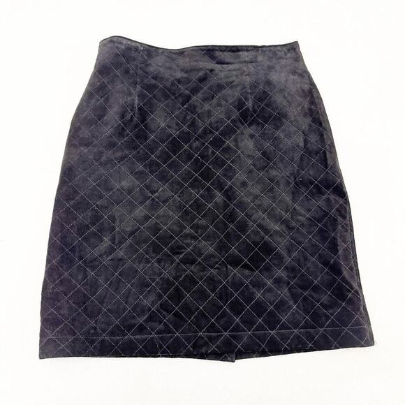Breeches Quilted Suede Mini Skirt Black Size 8 - Picture 1 of 5